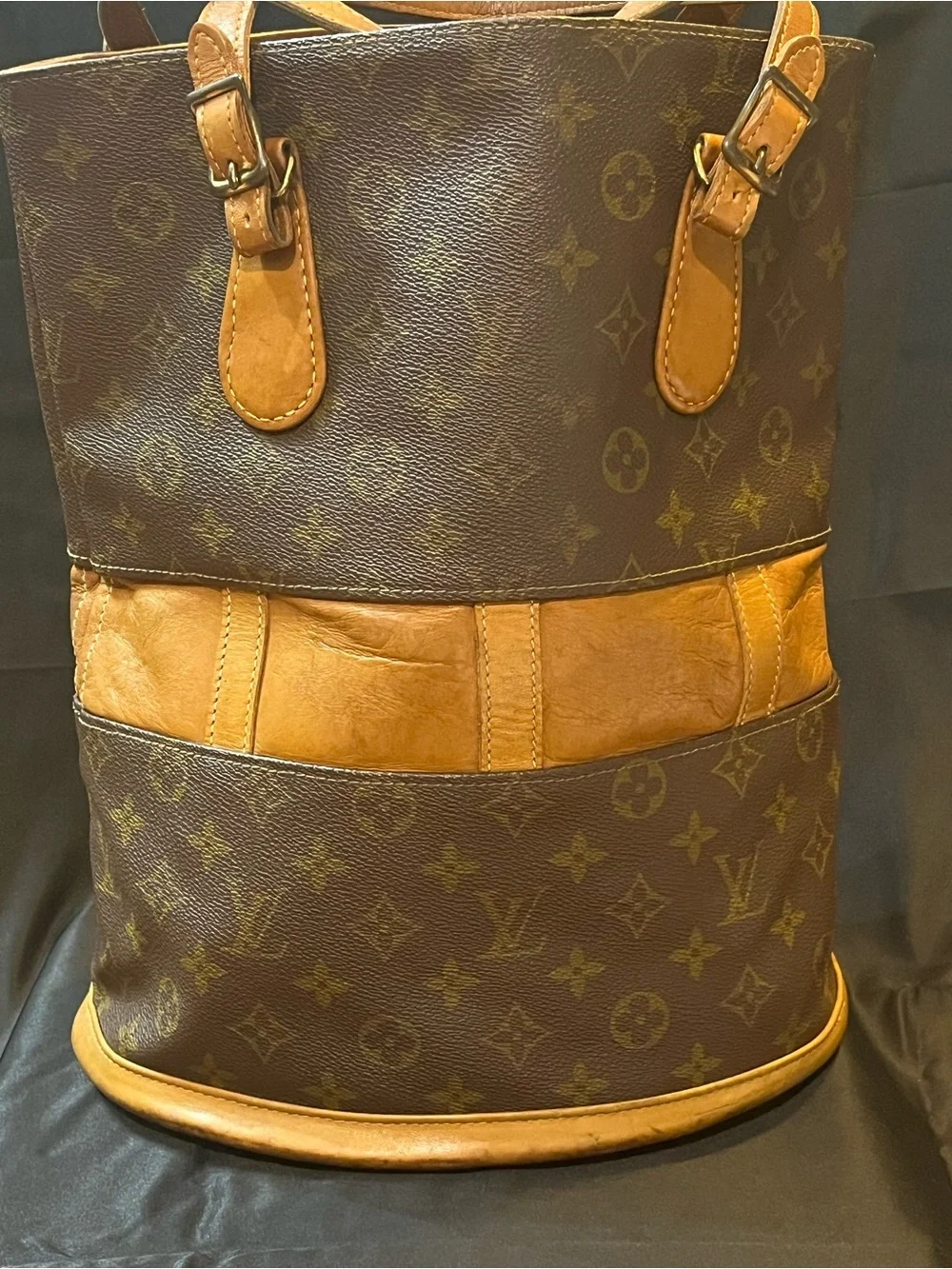 Vintage Louis Vuitton French Company Monogram Bucket Bag GM Shoulder Tote